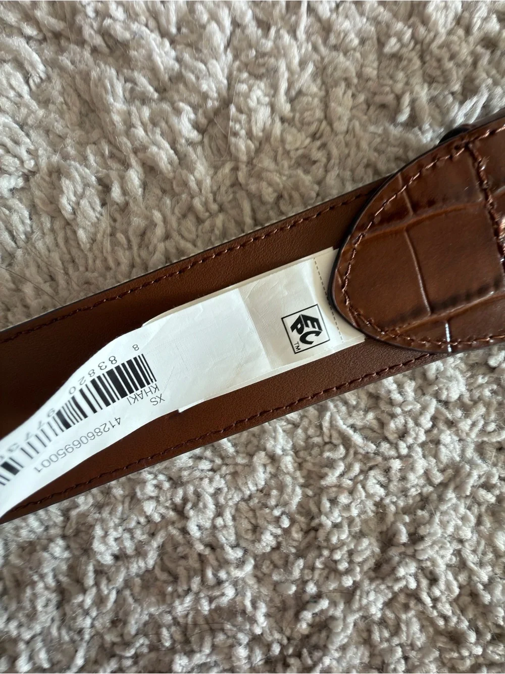 Ralph Lauren Women’s Canvas Belt with Brown Leather Trim - Cream